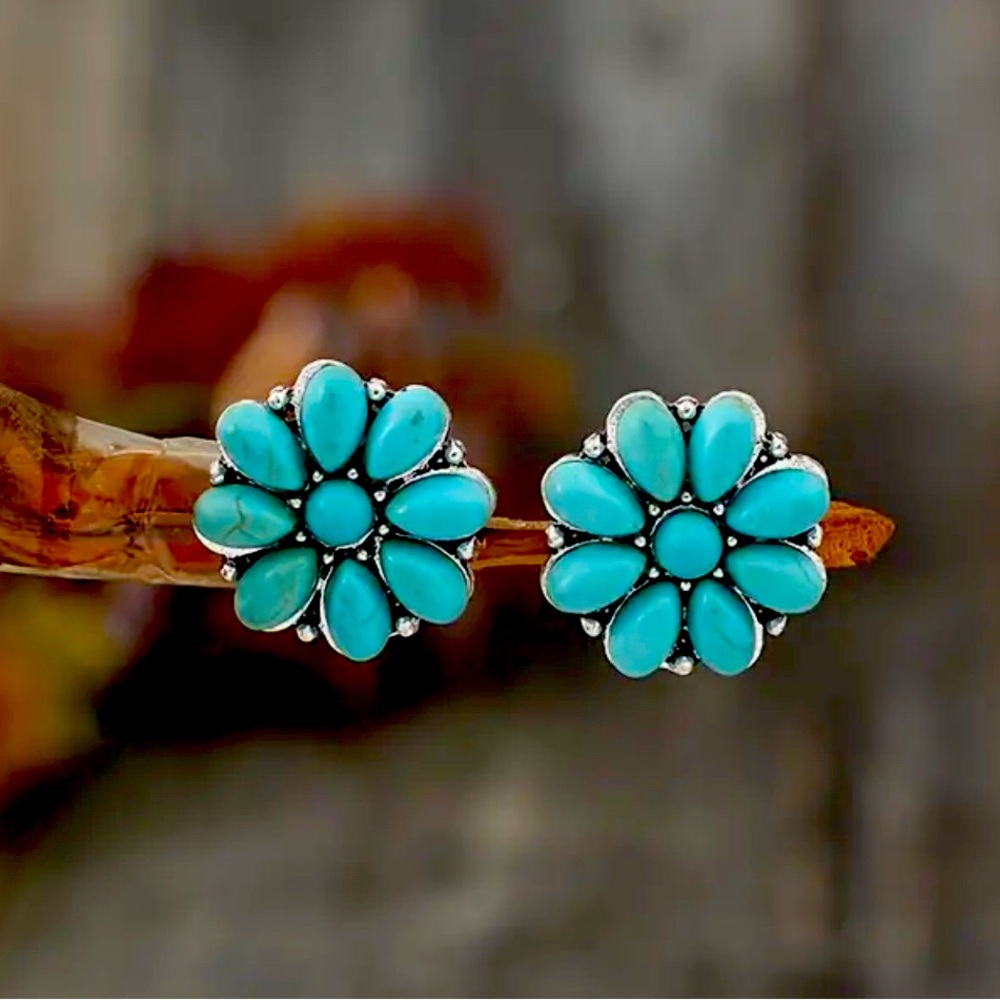 New Lovely Crafted Turquoise Stone Earrings - Bohemian Chic & Feminine Grace